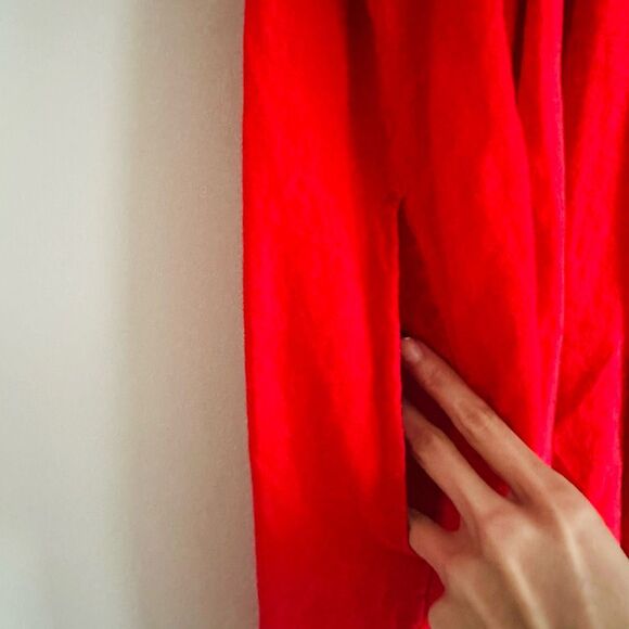 EVERLANE Smocked Linen Dress in Red Size Medium Adjustable Fit - Picture 9 of 11